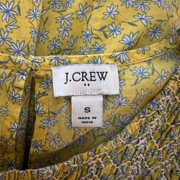 J Crew Factory Yellow Floral Embroidered Peasant Style Blouse - Picture 4 of 4